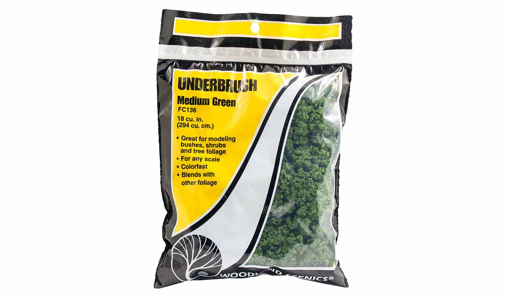 Woodland Scenics FC136 Medium Green Underbrush Bag Scenic Foliage Flock