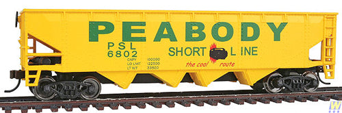 Walthers Trainline 931-1658 40' Offset Quad Hopper Peabody Short Line HO