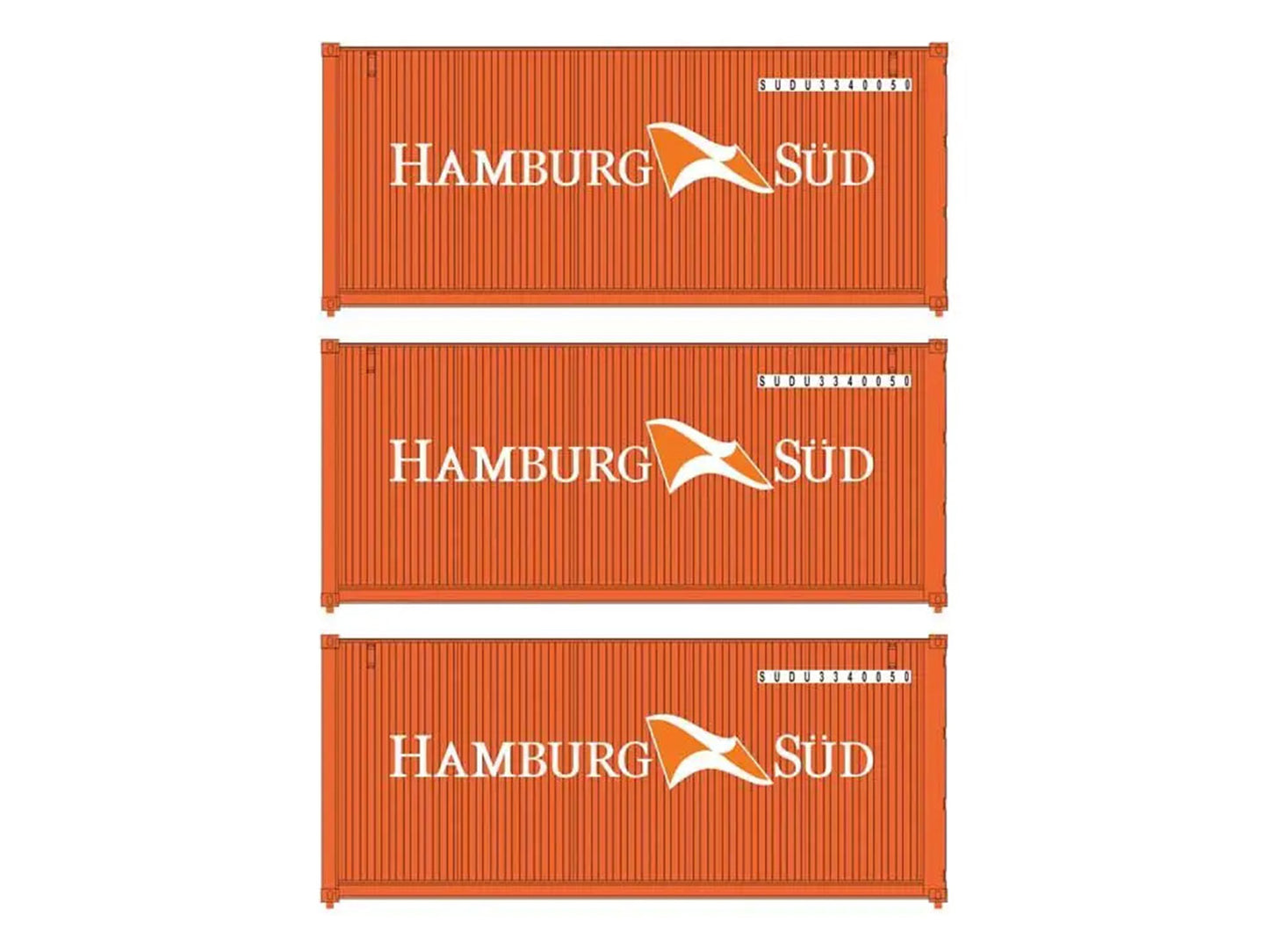 Walthers 20' Corrugated Container Set (3) Hamburg Sud WH949-18052 HO Gauge