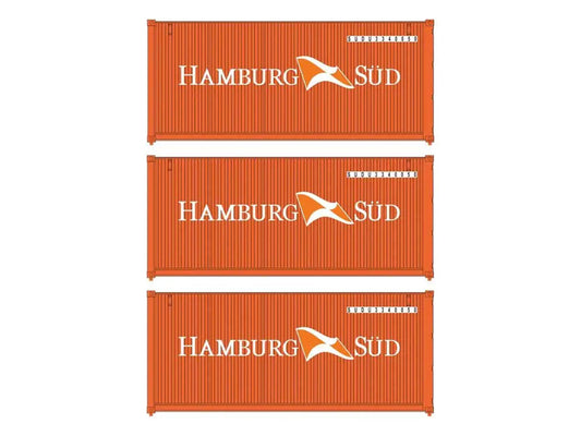 Walthers 20' Corrugated Container Set (3) Hamburg Sud WH949-18052 HO Gauge