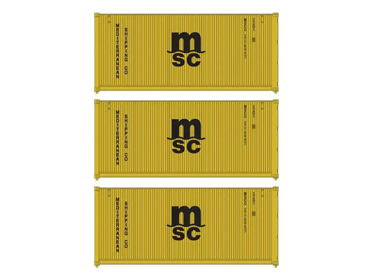 Walthers 20' Corrugated Container Set (3) MSC WH949-18054 HO Gauge