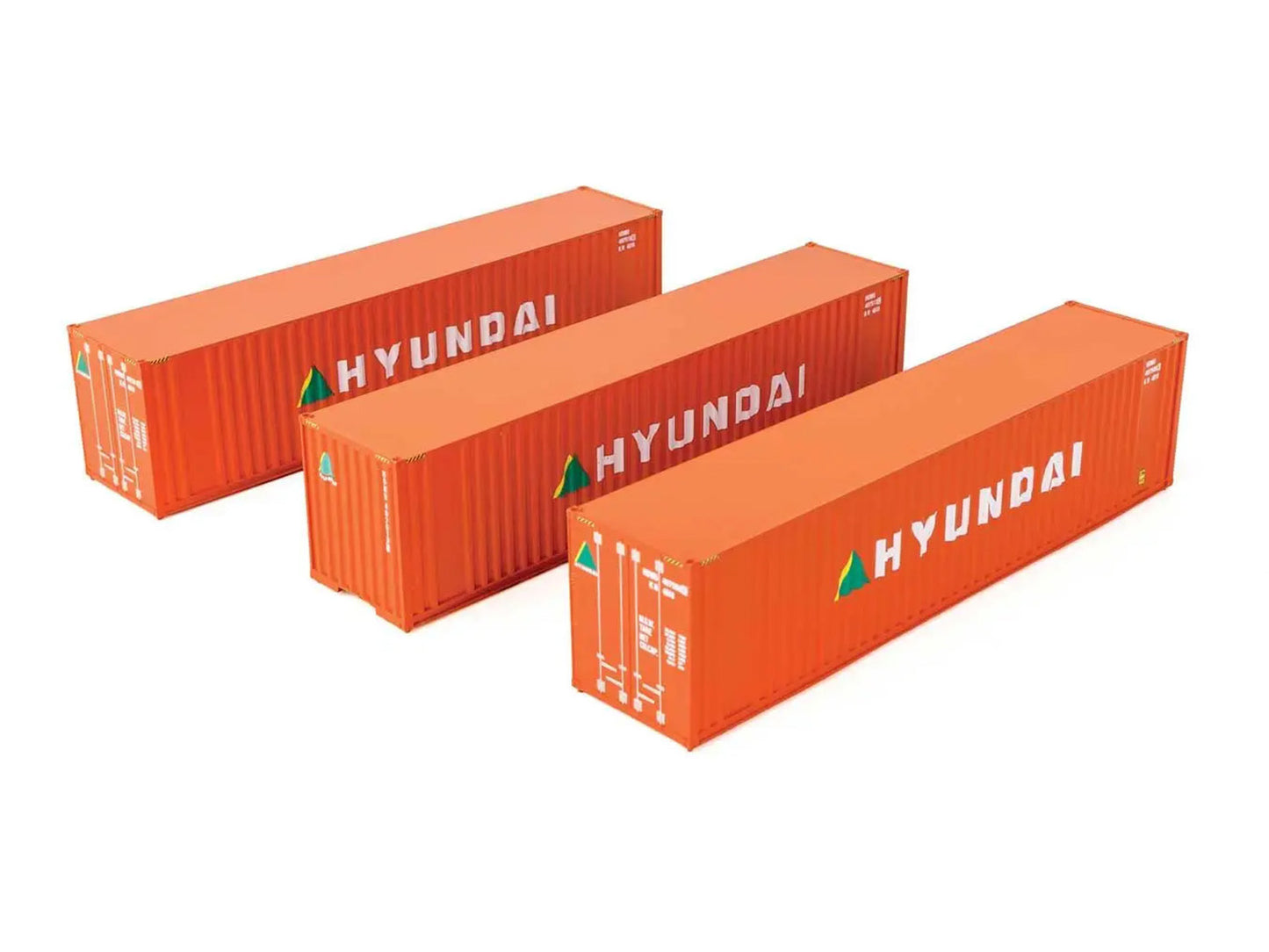 Walthers 40' Hi Cube F/Roof Corrugated Container Set (3) Hyundai 949-18203 HO