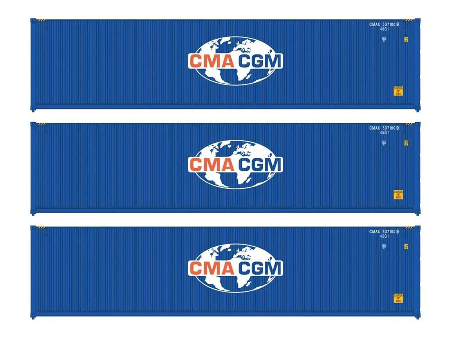 Walthers 40' Hi Cube Corrugated Container Set (3) CMA-CGM WH949-18251 HO Gauge