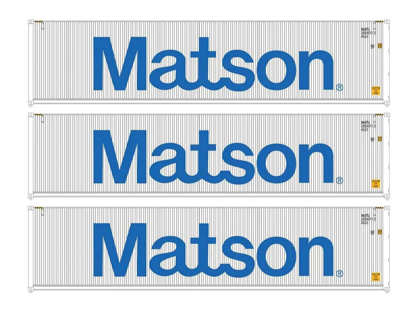 Walthers 40' Hi Cube Corrugated Container Set (3) Matson WH949-18253 HO Gauge
