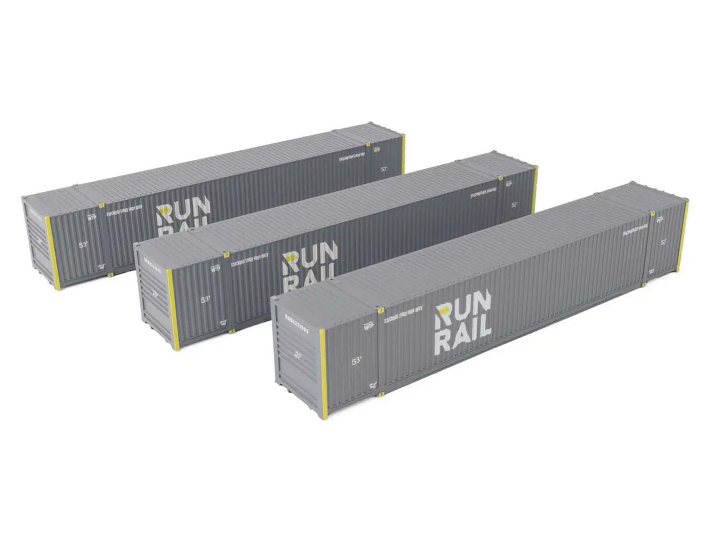 Walthers 53' Corrugated Container Set (3) Rail Run WH949-18506 HO Gauge