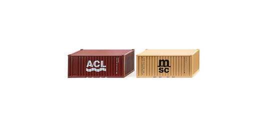 Wiking 20' Container Set ACL/MSC (2) WK001826 HO Gauge