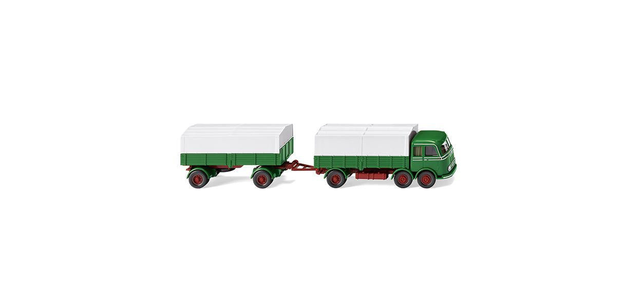 Wiking MB LP 333 Flatbed Road Train Grass Green 1958-61 WK042905 HO Gauge