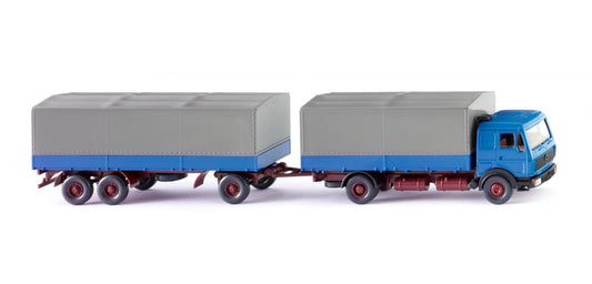 Wiking MB NG Flatbed Road Train Azur Blue 1973-80 45501 HO Gauge