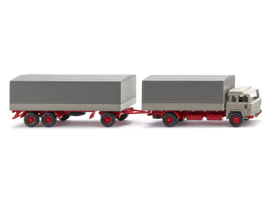 Wiking Magirus 235 D Flatbed Road Train Pebble Grey (1963-71) WK045502 HO Gauge