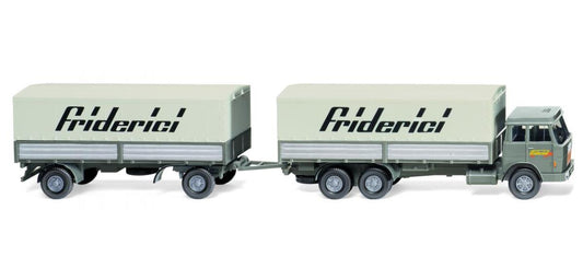 Wiking 047502 Hanomag Henschel Flatbed Road Train Friderici 1969-70 HO