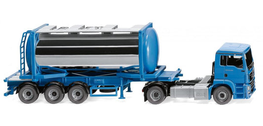 Wiking 053605 MAN TGS Euro 6c Swap Tank Container Semitruck Sky Blue HO