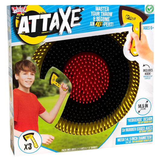 Wicked Attaxe Axe Throwing Game 14.5" Board w/3 Rubber Axes