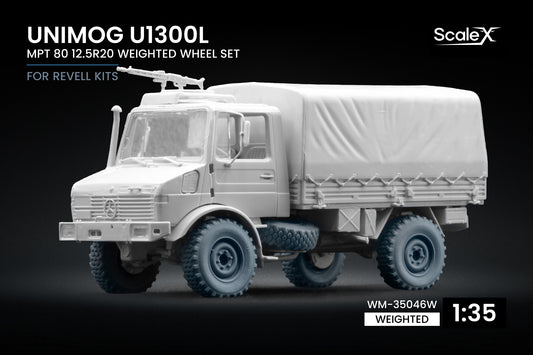 ScaleX Unimog U1300L MPT 80 Weighted Wheel Set For Revell 1:35 Model Kits