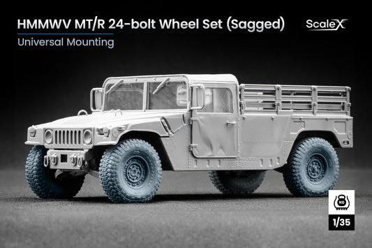ScaleX HMMWV MT/R 24-bolt Weighted Wheel Set For ICM 1:35 Model Kits