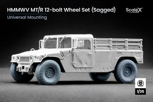 ScaleX HMMWV MT/R 12-bolt Weighted Wheel Set For ICM 1:35 Model Kits