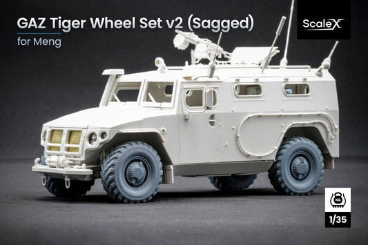 ScaleX GAZ Tiger V2(with shield) Weighted Wheel Set For Meng 1:35 Model Kits