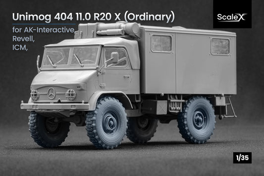ScaleX Unimog 404 11.0R20 X v2 Ordinary Wheel Set For ICM, AK Revell 1:35 Model Kits