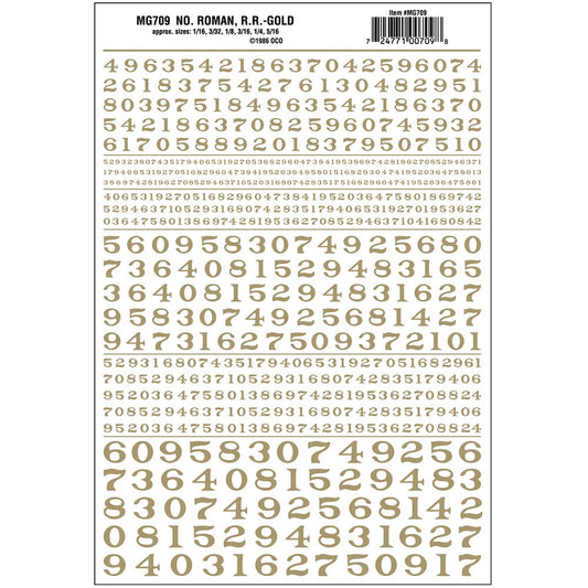 Woodland Scenics MG709 Numbers Roman R.R. Gold