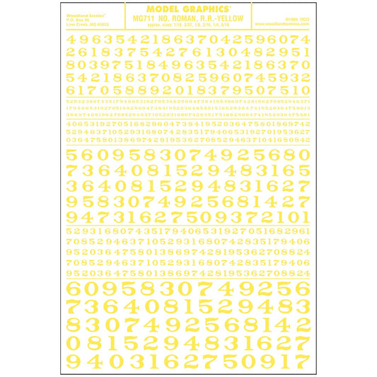 Woodland Scenics MG711 Numbers Roman R.R. Yellow
