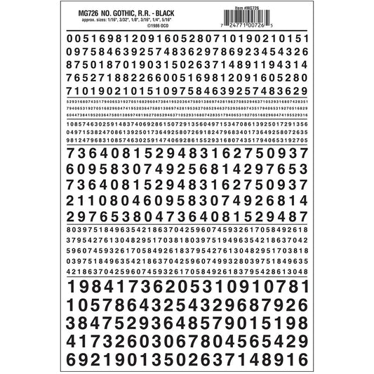 Woodland Scenics MG726 Numbers Gothic R.R. Black