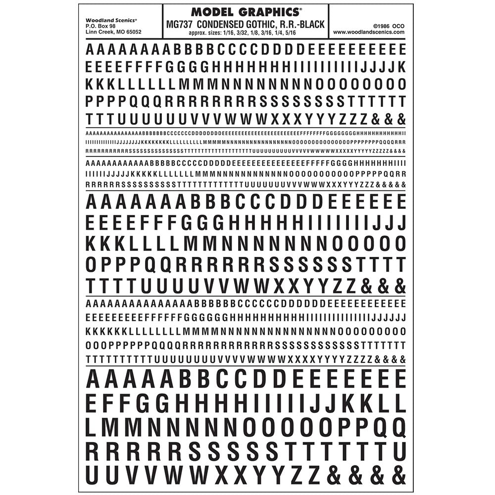 Woodland Scenics MG737 Condensed Gothic R.R. Black