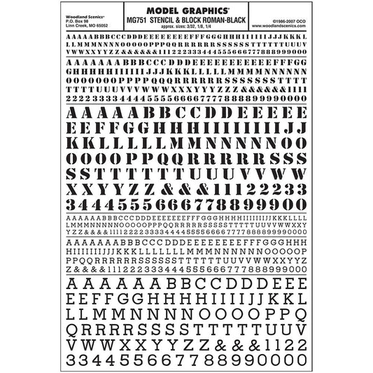 Woodland Scenics MG751 Stencil & Block Roman Black