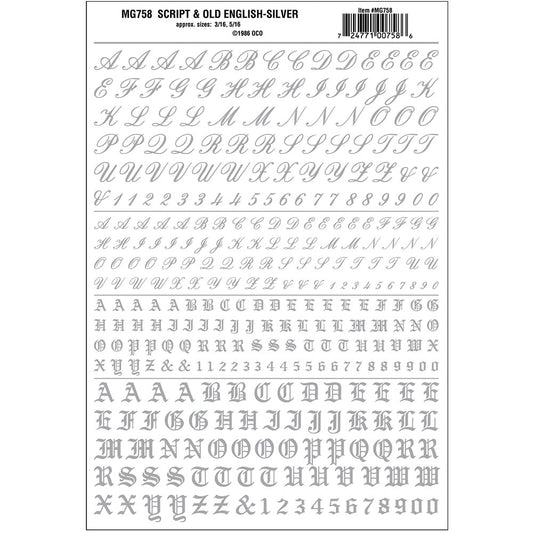 Woodland Scenics MG758 Script & Old English Silver