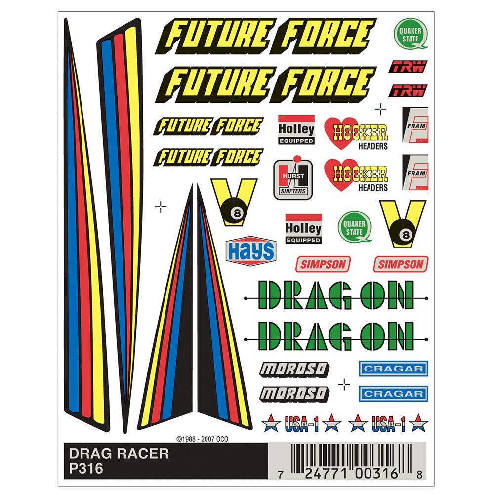 Pinecar Drag Racer Dry Transfer WP316