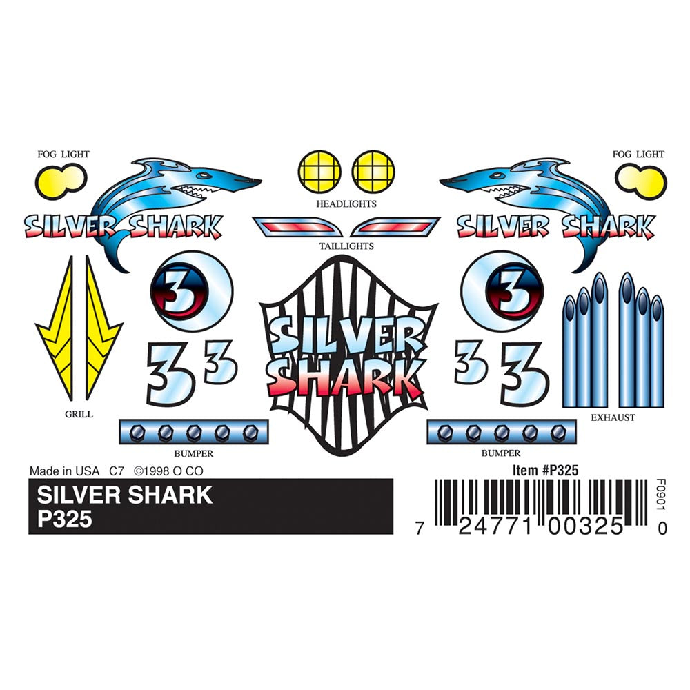 Pinecar Silver Shark Stick-On Decals WP325