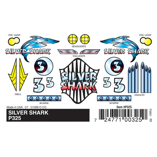 Pinecar Silver Shark Stick-On Decals WP325