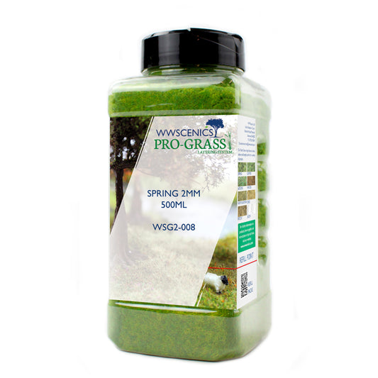 WWScenics 2mm Spring Static Grass - 500ml Canister Model Rail Scenics G2-008
