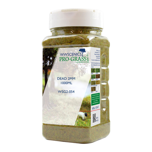 WWScenics 2mm Dead Static Grass - 1000ml Canister Model Rail Scenics G2-054