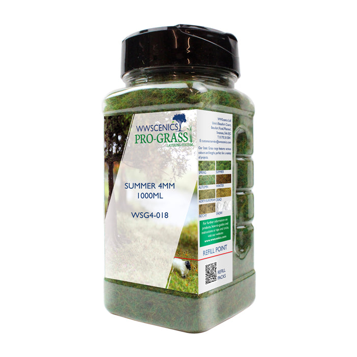 WWScenics 4mm Summer Static Grass - 1000ml Canister Model Rail Scenics G4-018