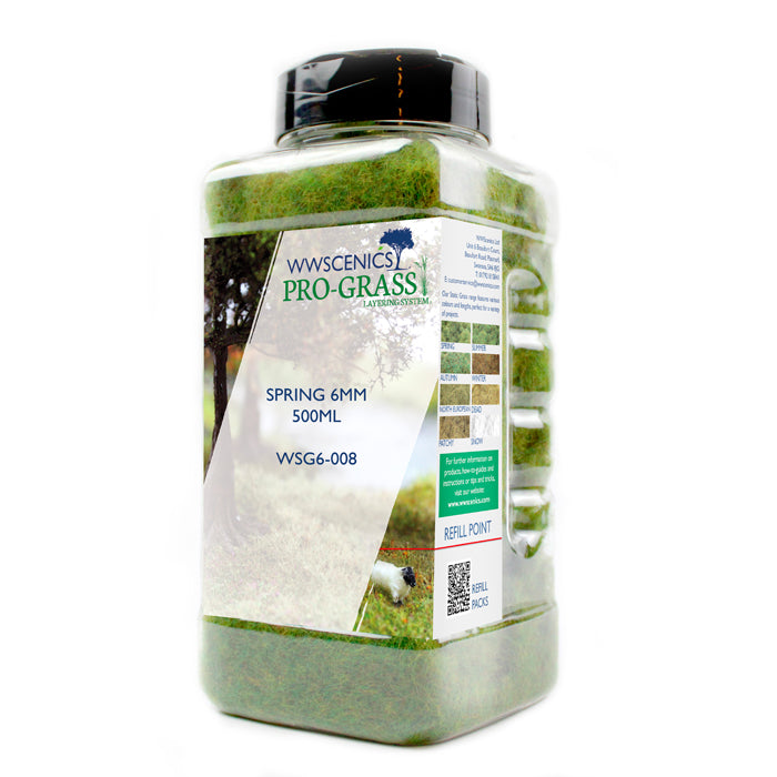 WWScenics 6mm Spring Static Grass - 500ml Canister Model Rail Scenics G6-008
