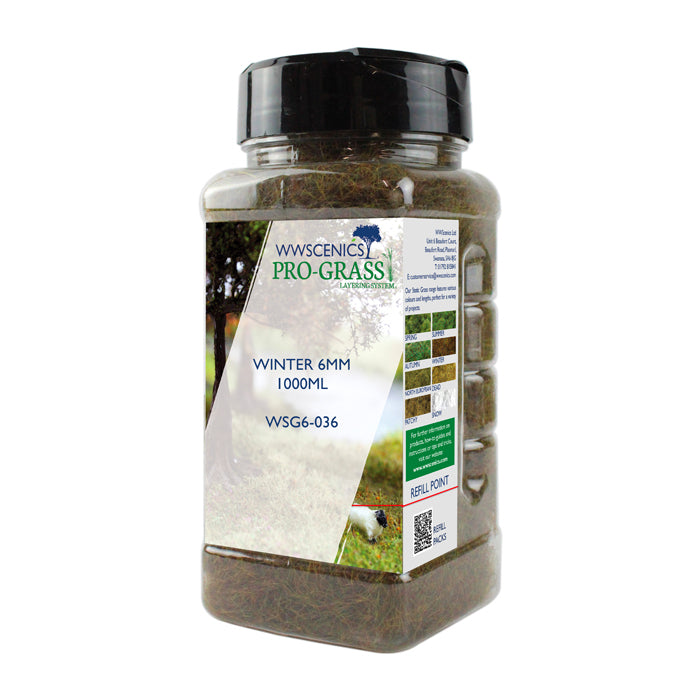 WWScenics 6mm Winter Static Grass - 1000ml Canister Model Rail Scenics G6-036