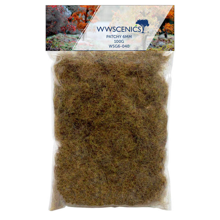 WWScenics Refill 1000ml 6mm Patchy Static Grass - 100g Model Rail Scenics G6-040