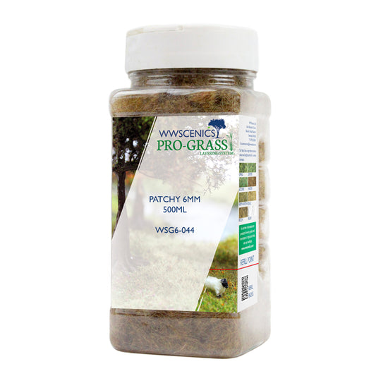 WWScenics 6mm Patchy Static Grass - 500ml Canister Model Rail Scenics G6-044