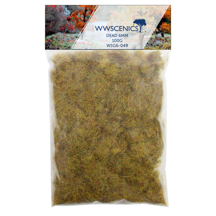 WWScenics Refill 1000ml 6mm Dead Static Grass - 100g Model Rail Scenics G6-049