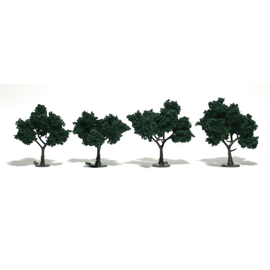 Woodland Scenics TR1505 2"-3" Ready Made Dark Green (4/Pk)