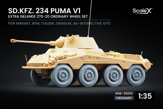 ScaleX Sd.Kfz. 234 Puma v1 Ordinary Wheel Set For 1:35 Model Kits