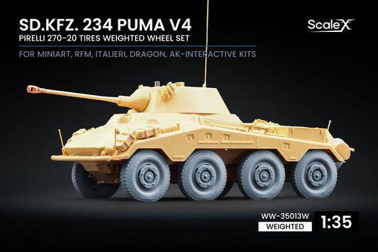 ScaleX Sd.Kfz. 234 Puma v4 Weighted Wheel Set For 1:35 Model Kits