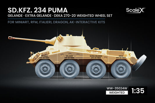 ScaleX Sd.Kfz. 234 Puma V2+V2+V1+V3 Weighted Wheel Set for Dragon 1:35 ModelKits