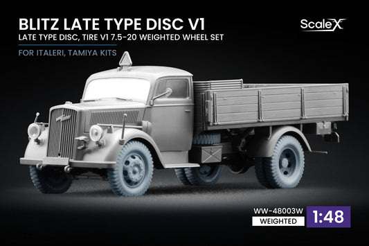 ScaleX Blitz Late v1 Weighted Wheel Set for Italeri, Tamiya 1:48 Model Kits