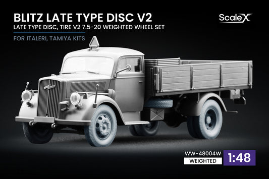 ScaleX Blitz Late v2 Weighted Wheel Set for Italeri, Tamiya 1:48 Model Kits