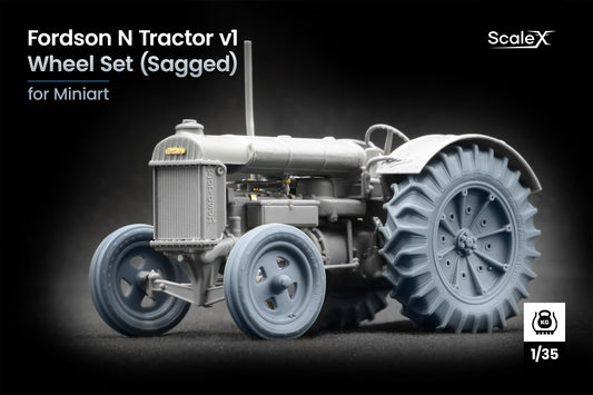 ScaleX Fordson N Tractor v1 Weighted Wheel Set For Miniart 1:35 Model Kits