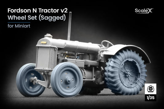 ScaleX Fordson N Tractor v2 Weighted Wheel Set For Miniart 1:35 Model Kits