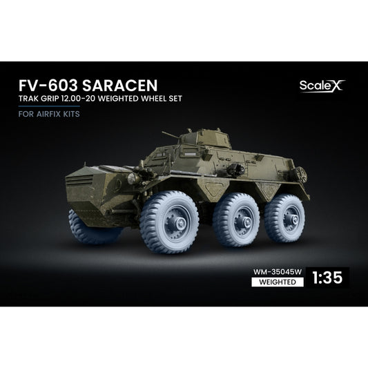 ScaleX Alvis Saracen FV-603 Trak Grip Weighted Wheel Set For Airfix Model Kits