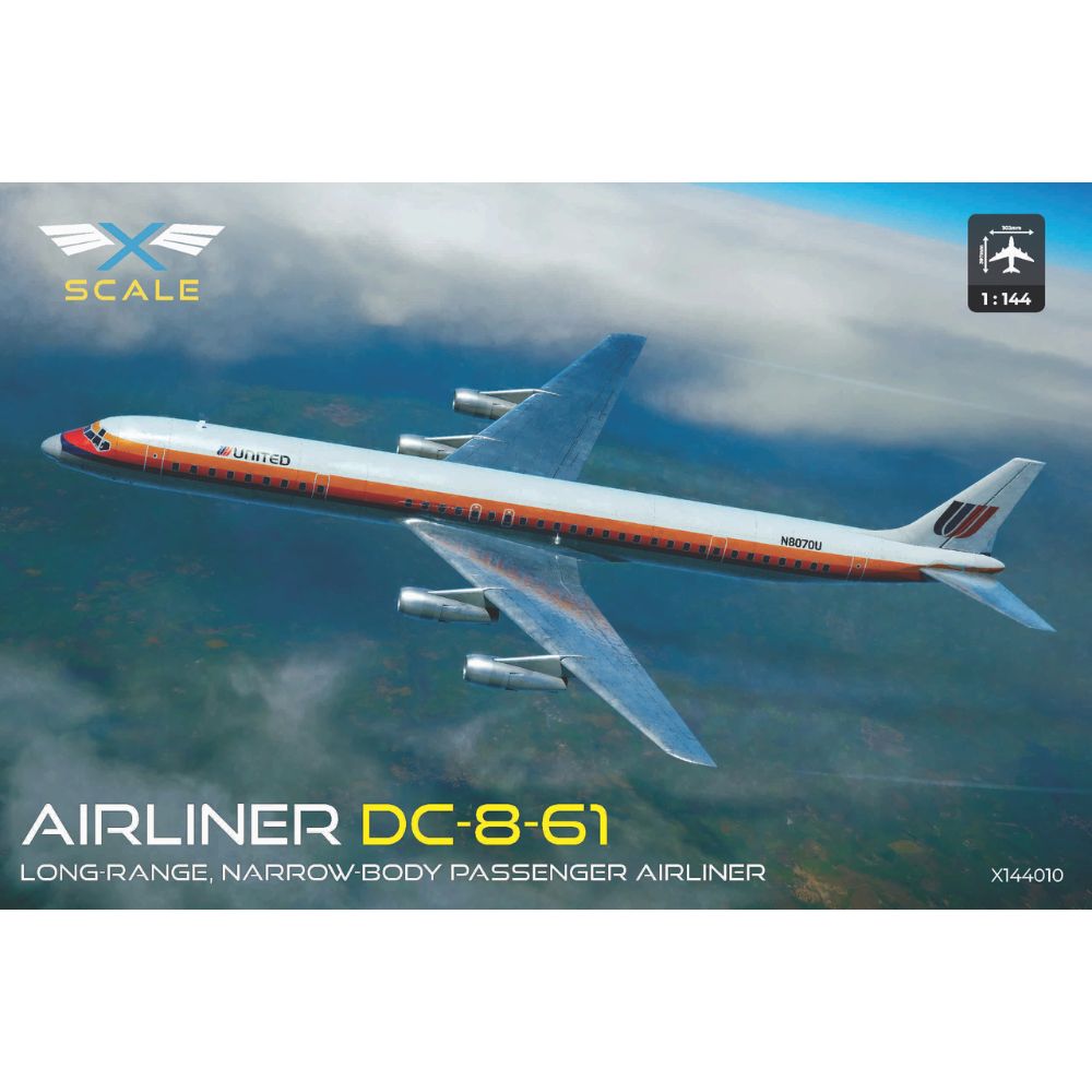 X-Scale 144008 United Airlines DC-8-61 Passenger Airliner 1:144 Model Kit