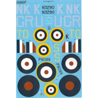 Xtradecal Pt 1 Decals For Kotare Spitfire Mk.I/Mk.IIa 1:32 Model Kit Decals