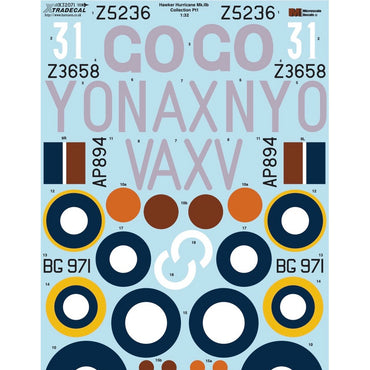 Xtradecal 32071 Hawker Hurricane Mk. IIb Collection Pt1 1:32 Model Kit Decal Set